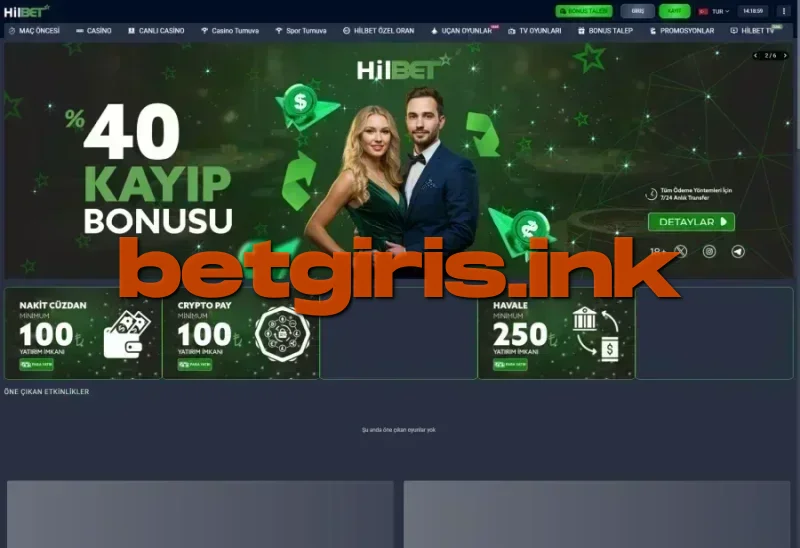 Hilbet ana sayfa görünümü