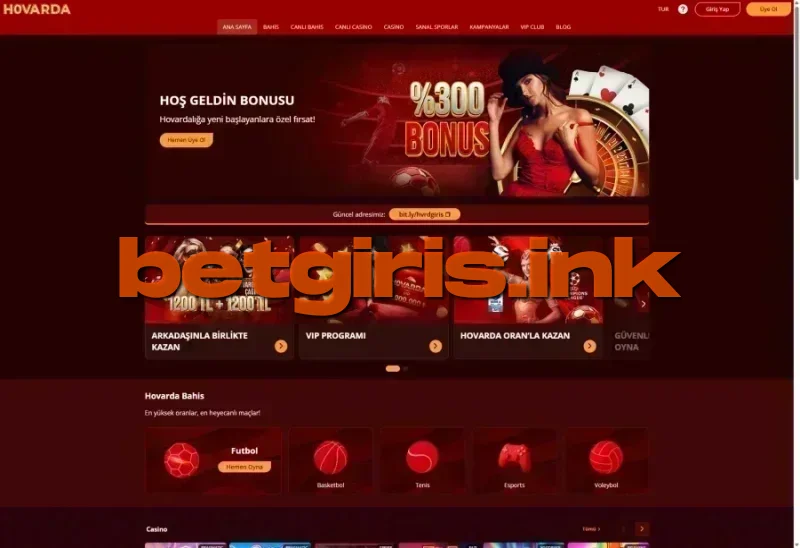 Hovarda ana sayfa görünümü