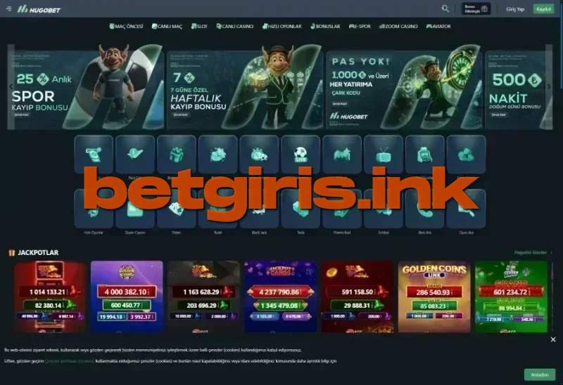 Hugobet ana sayfa görünümü