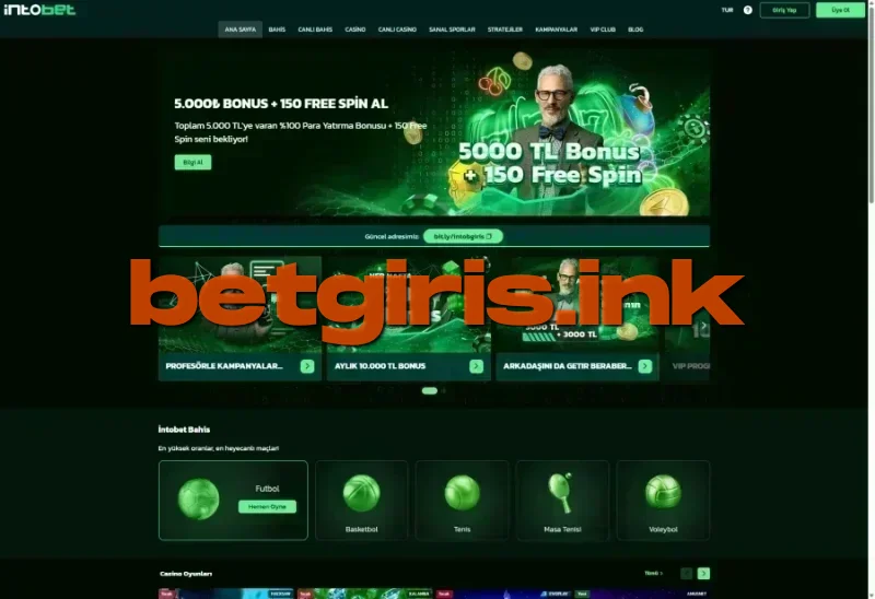Intobet ana sayfa görünümü