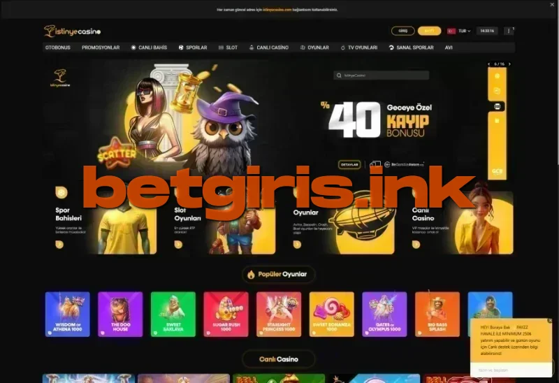İstinye Casino ana sayfa görünümü