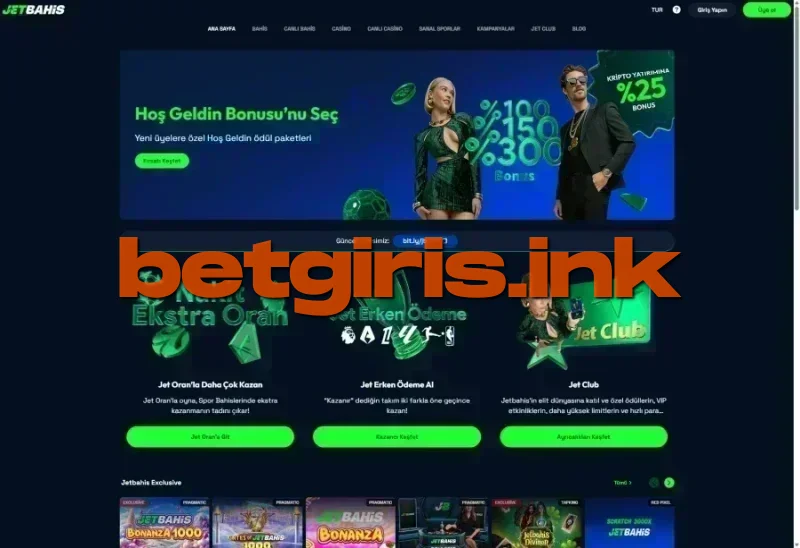 Jetbet ana sayfa görünümü