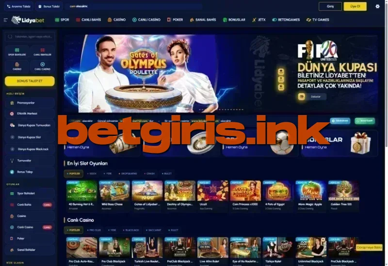 Lidyabet ana sayfa görünümü