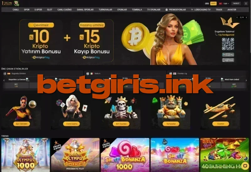 Lordcasino ana sayfa görünümü