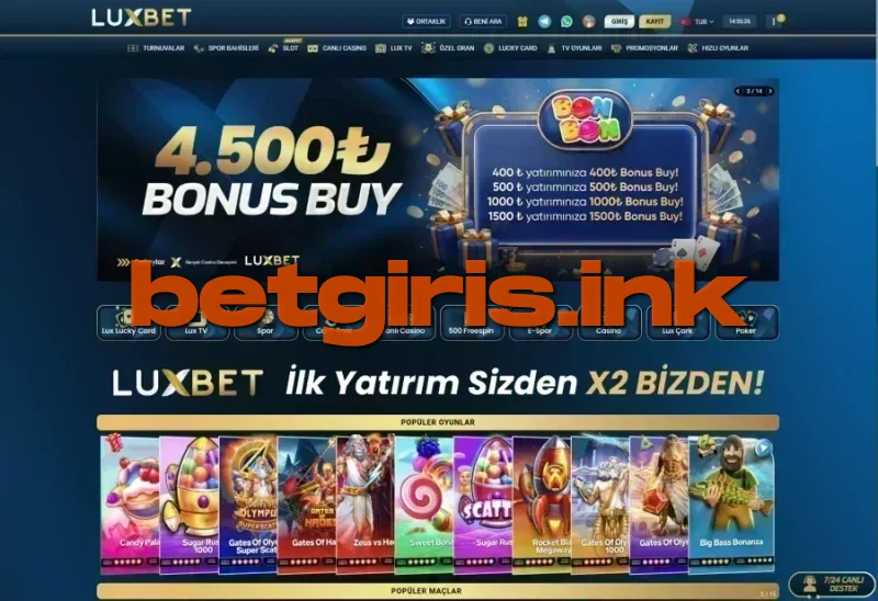Luxbet ana sayfa görünümü