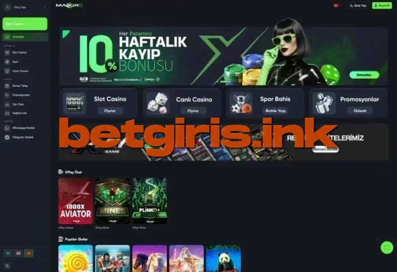 MajorX ana sayfa görünümü