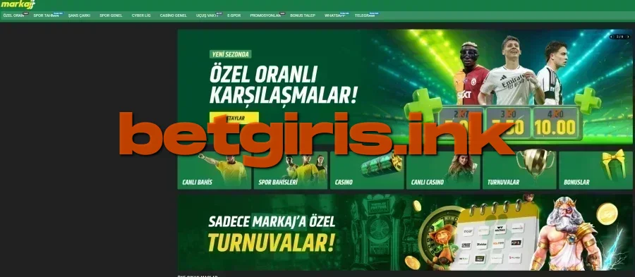 Markaj Bet ana sayfa görünümü