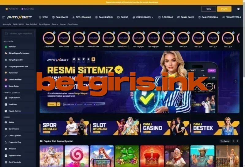 Matixbet ana sayfa görünümü
