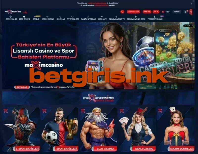 Maxim Casino ana sayfa görünümü