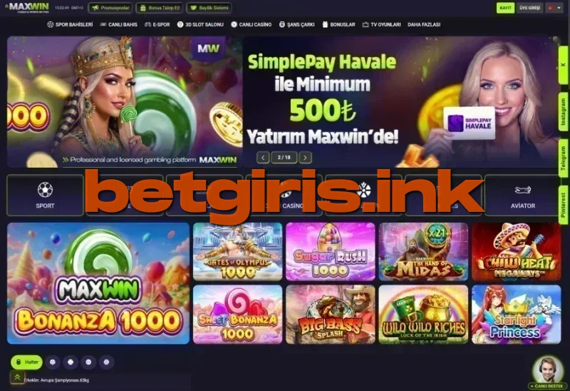 Maxwin ana sayfa görünümü