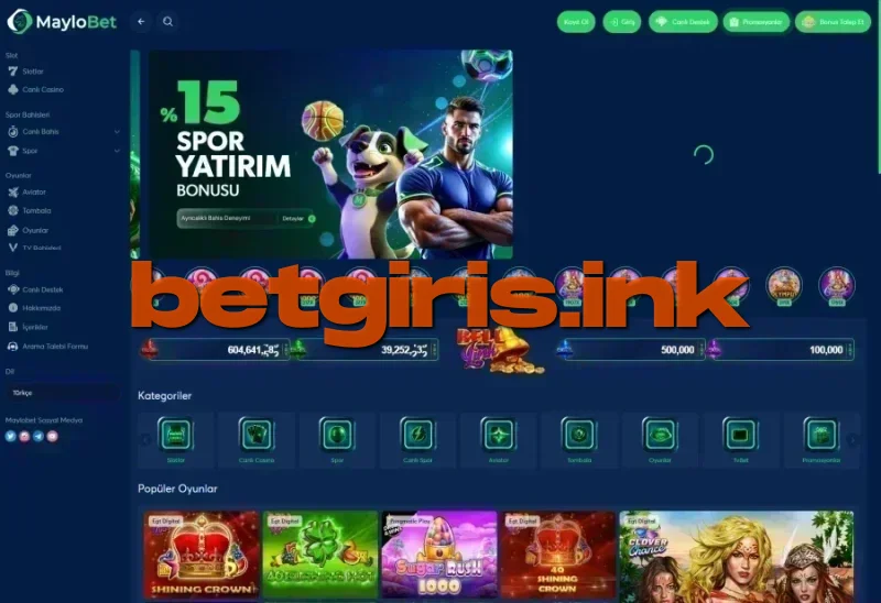 Maylobet ana sayfa görünümü