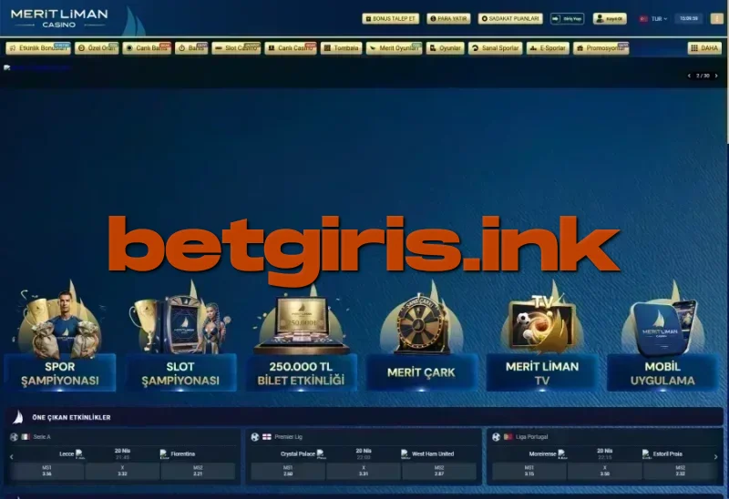 Meritliman Casino ana sayfa görünümü