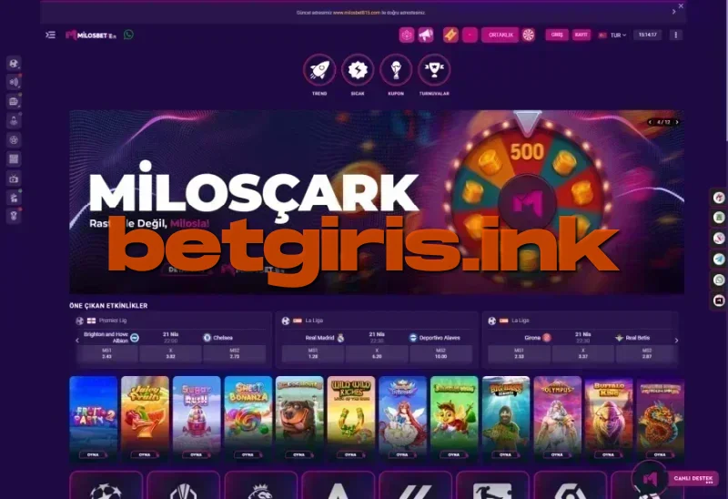 Milosbet ana sayfa görünümü