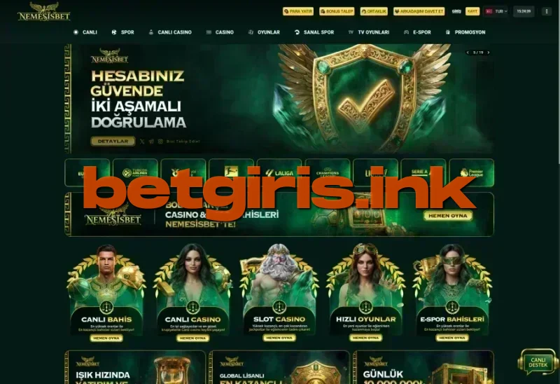 Nemesisbet ana sayfa görünümü