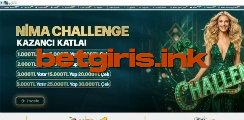 Nima Casino ana sayfa görünümü