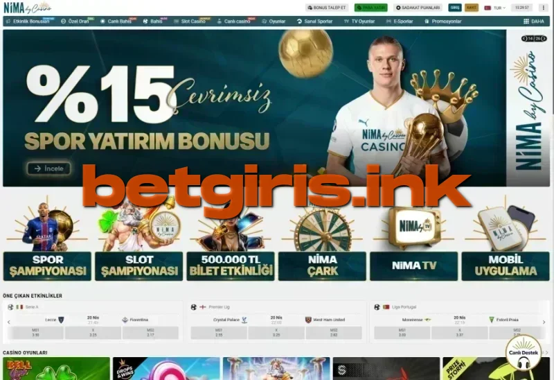 Nimabet ana sayfa görünümü