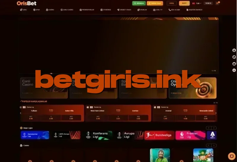 Orisbet ana sayfa görünümü