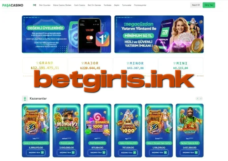 Paşa Casino ana sayfa görünümü