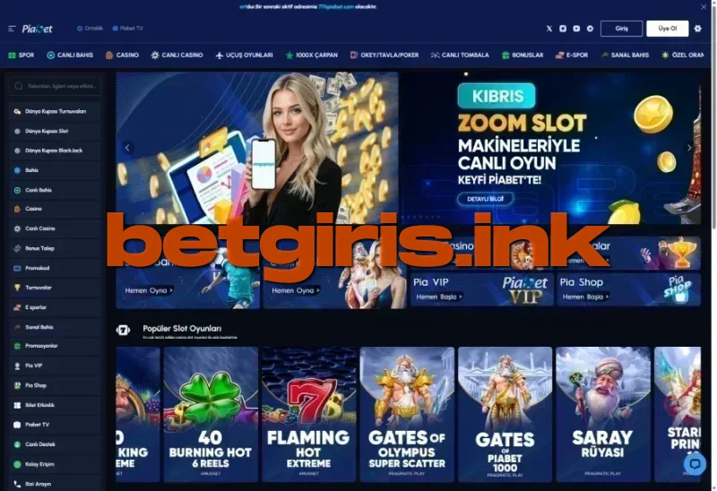 Piabet ana sayfa görünümü