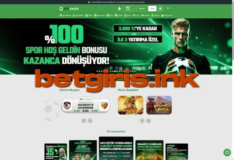 Pinbahis ana sayfa görünümü