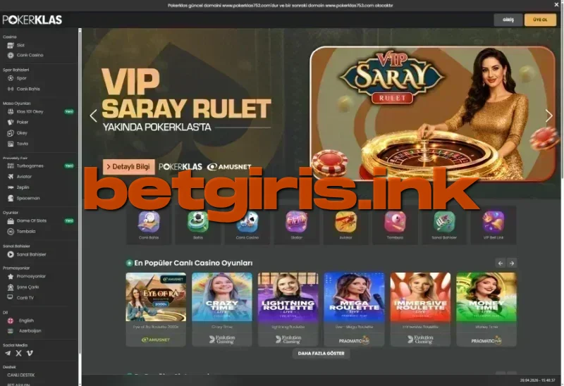 Pokerklas ana sayfa görünümü