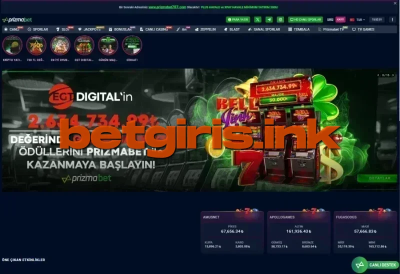 Prizmabet ana sayfa görünümü