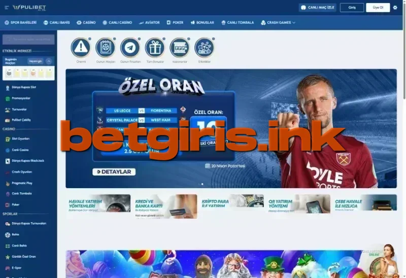 Pulibet ana sayfa görünümü