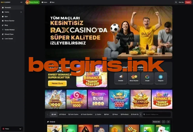 Raxcasino ana sayfa görünümü