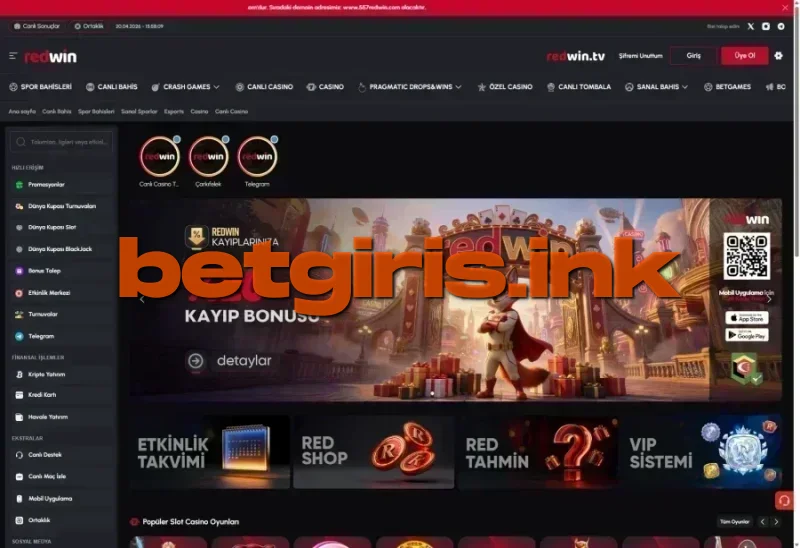 Redwin ana sayfa görünümü