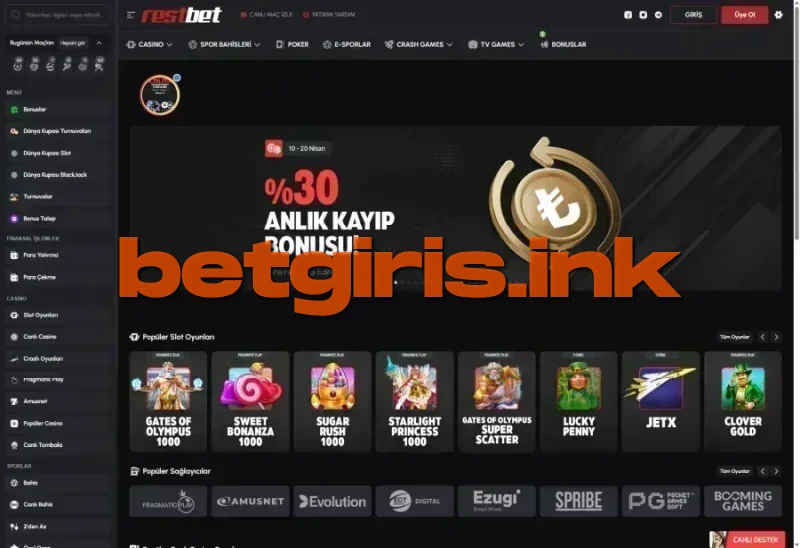 Restbet ana sayfa görünümü