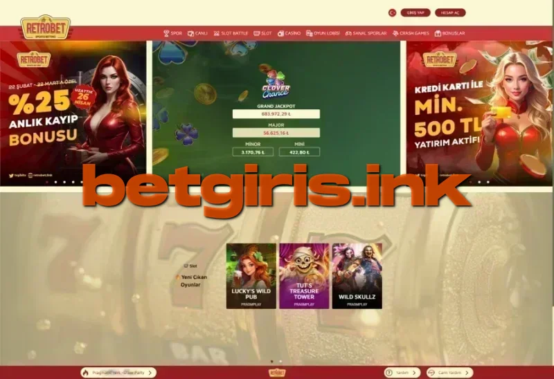 Retrobet ana sayfa görünümü