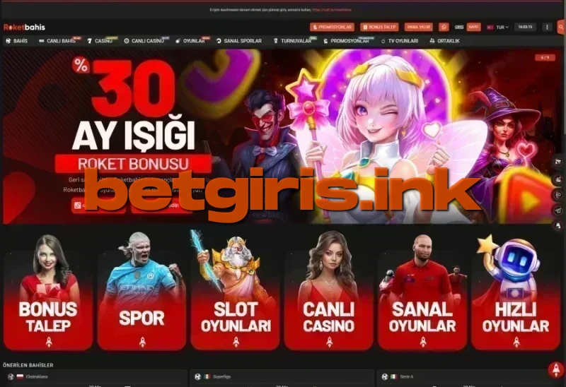 Roketbahis ana sayfa görünümü