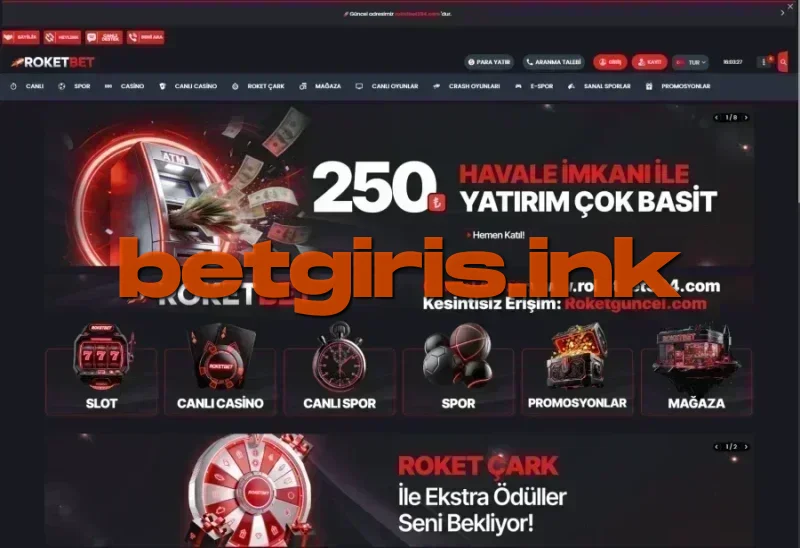 Roketbet ana sayfa görünümü