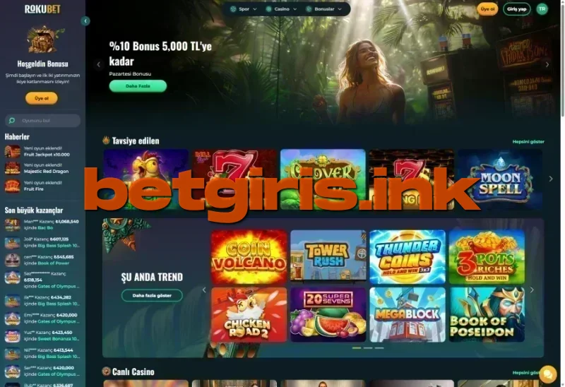 Rokubet ana sayfa görünümü