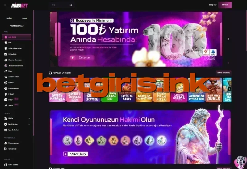 Ronabet ana sayfa görünümü
