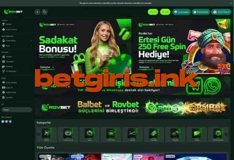 Rovbet ana sayfa görünümü
