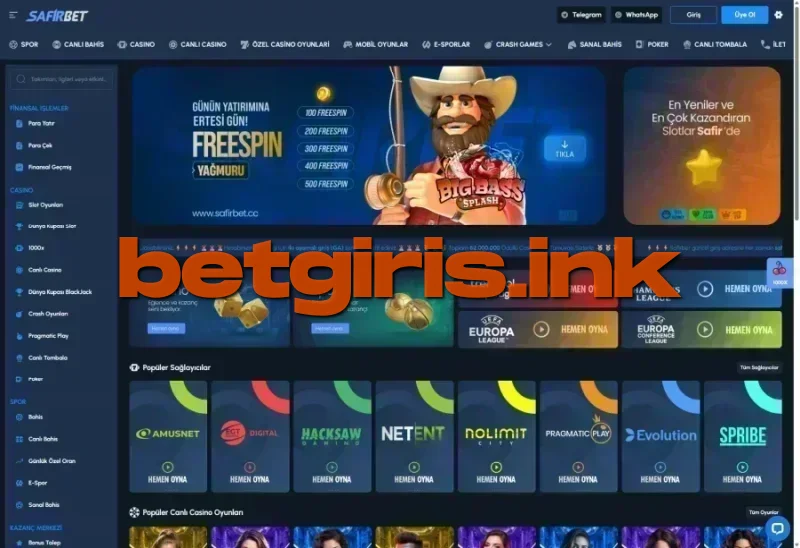 Safirbet ana sayfa görünümü