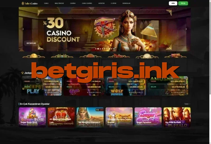 Sahra Casino ana sayfa görünümü