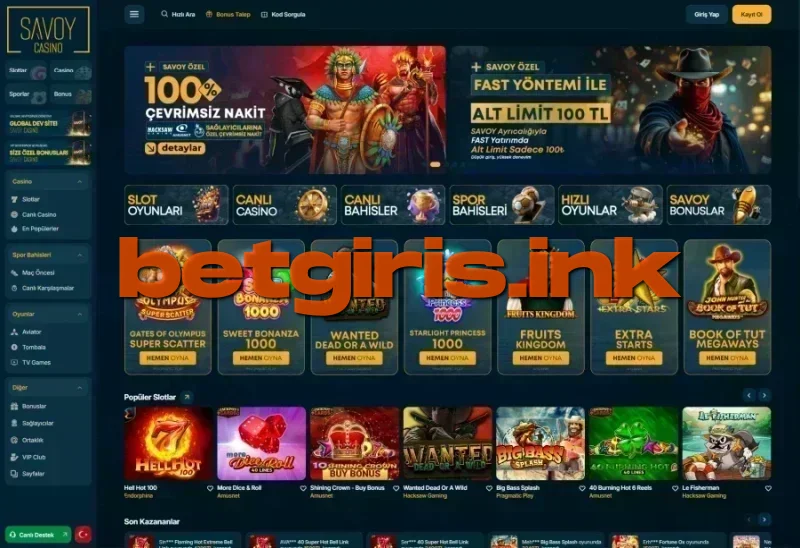 Savoy Casino ana sayfa görünümü