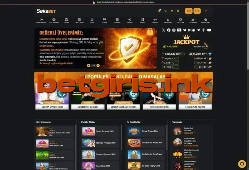 Sekabet ana sayfa görünümü