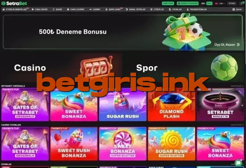 Setrabet ana sayfa görünümü