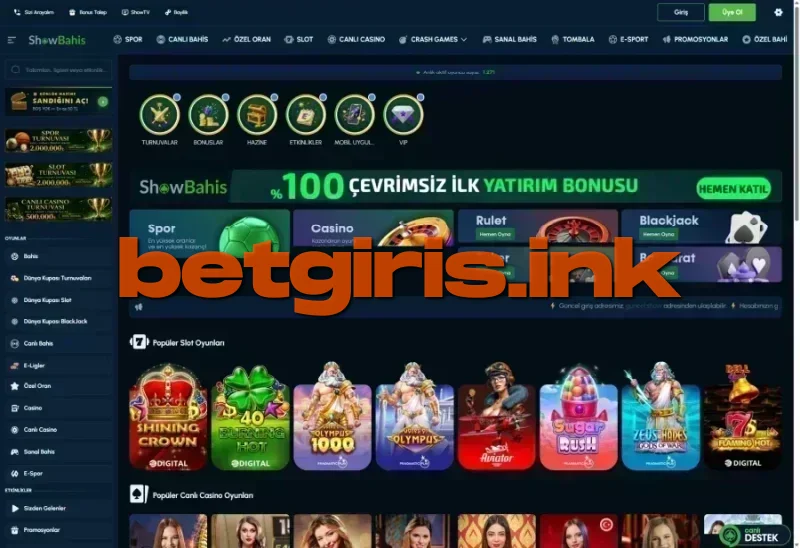 Showbahis ana sayfa görünümü
