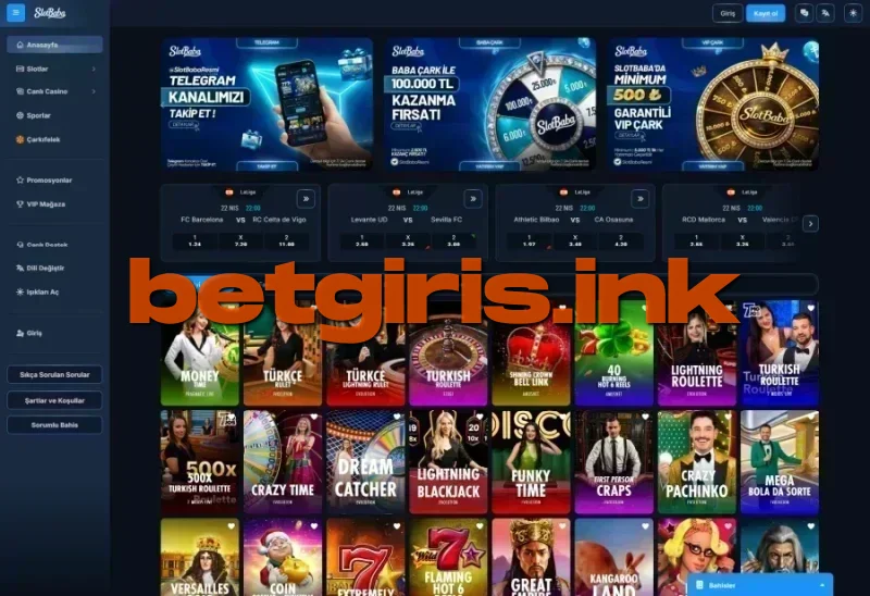 Slotbaba ana sayfa görünümü