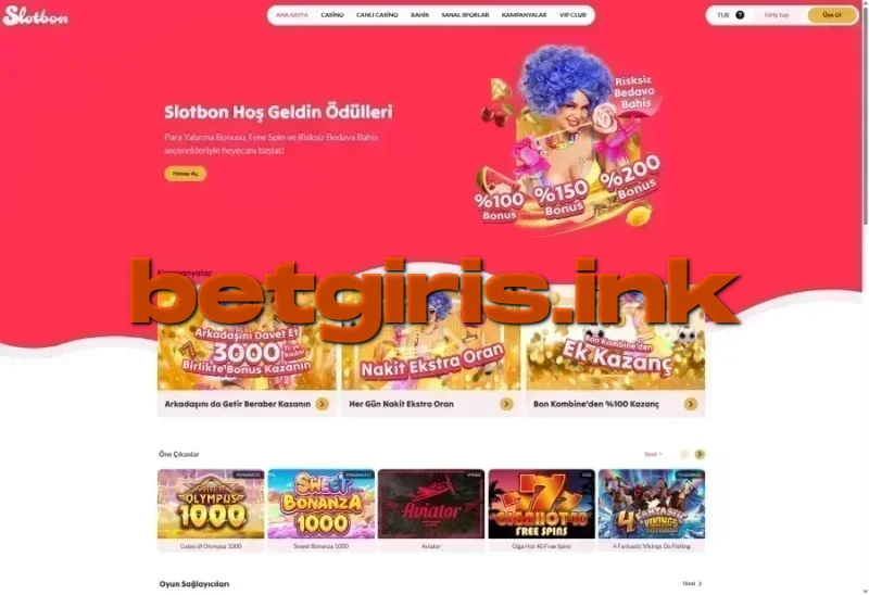 Slotbon ana sayfa görünümü