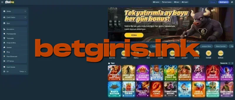 Slotra ana sayfa görünümü