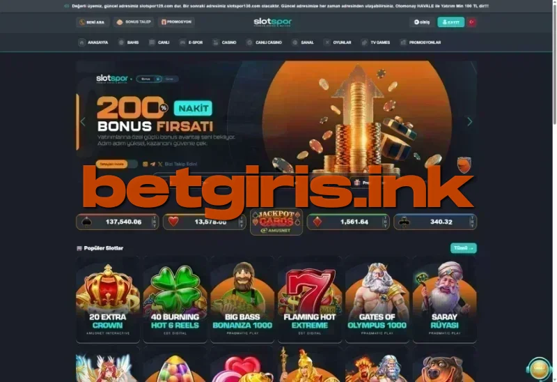 Slotspor ana sayfa görünümü