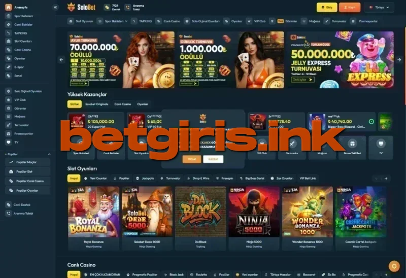 Solobet ana sayfa görünümü