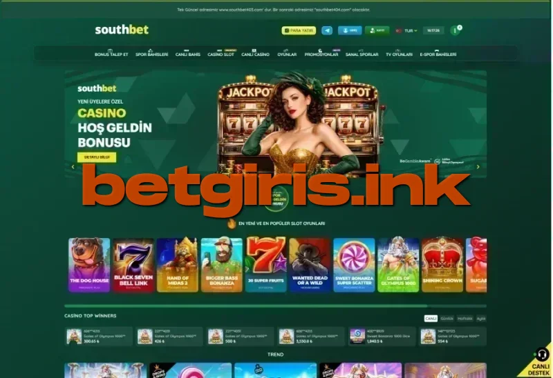 Southbet ana sayfa görünümü