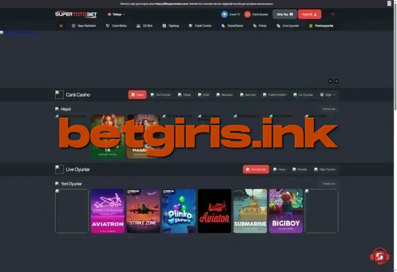 Süpertotobet ana sayfa görünümü