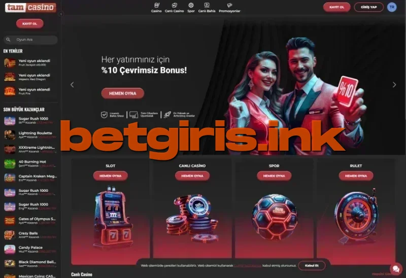 TamCasino ana sayfa görünümü